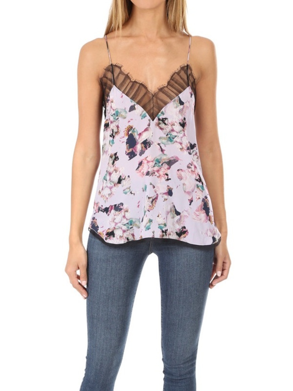 IRO FLOWA Pink Floral Silk Lace Camisole Size 38, Small